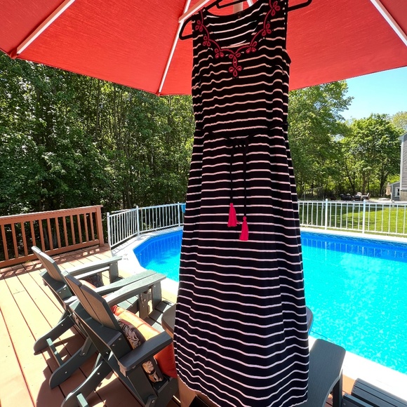 **With BONUS**Talbots Blue/White Striped Sleeveless Maxi Dress MP! Gently used! - Picture 14 of 16